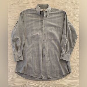 Ermanegildo Zegna Light Gray Brushed Cotton Flannel Button Down Shirt, size 16.5
